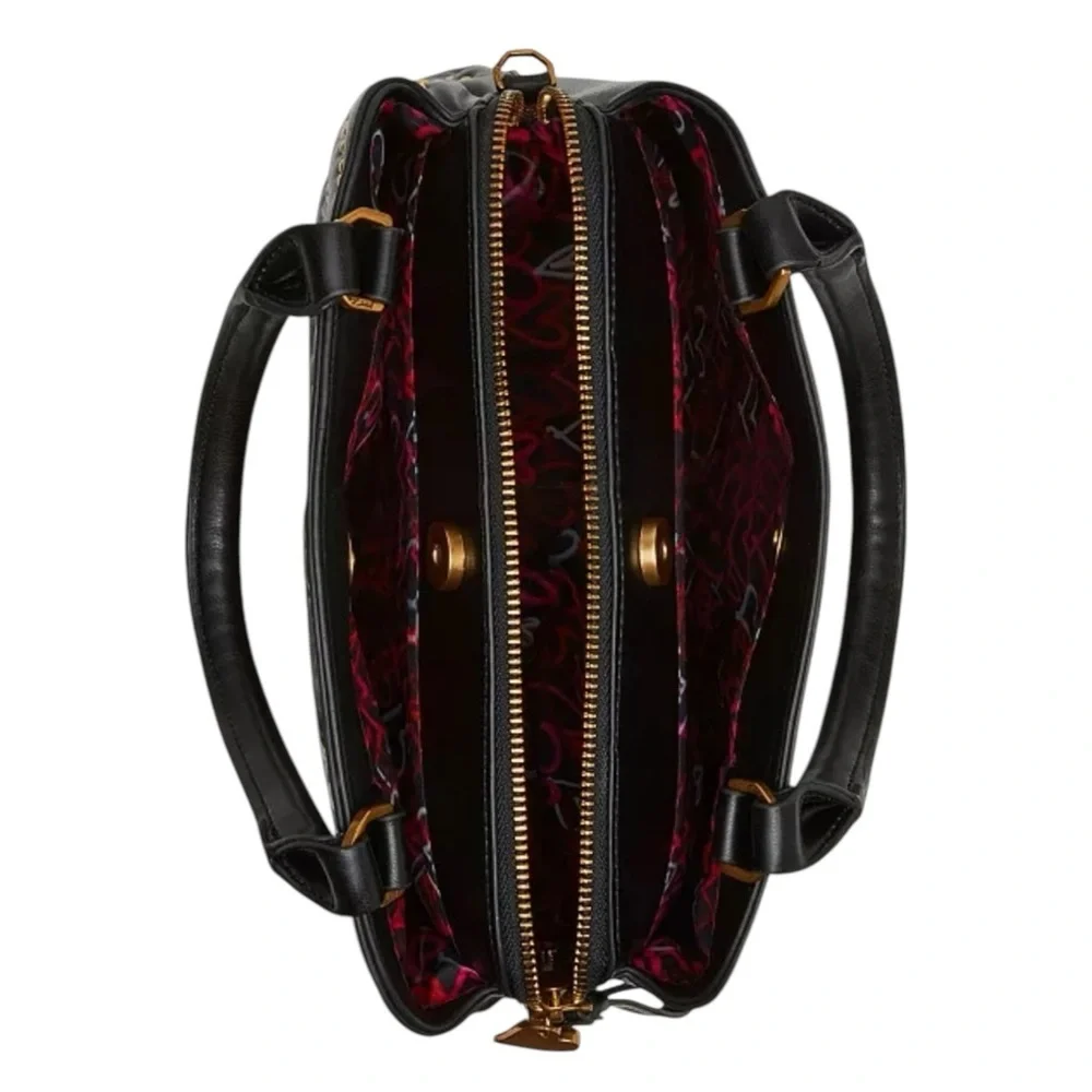 Betsy Johnson What A Stud Small Satchel Handbag Studded Heart Patterns